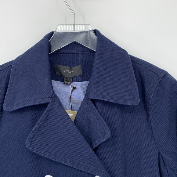 J Crew Peacoat navy blue cotton twill double breasted white coat jacket new 2 - Picture 2 of 4